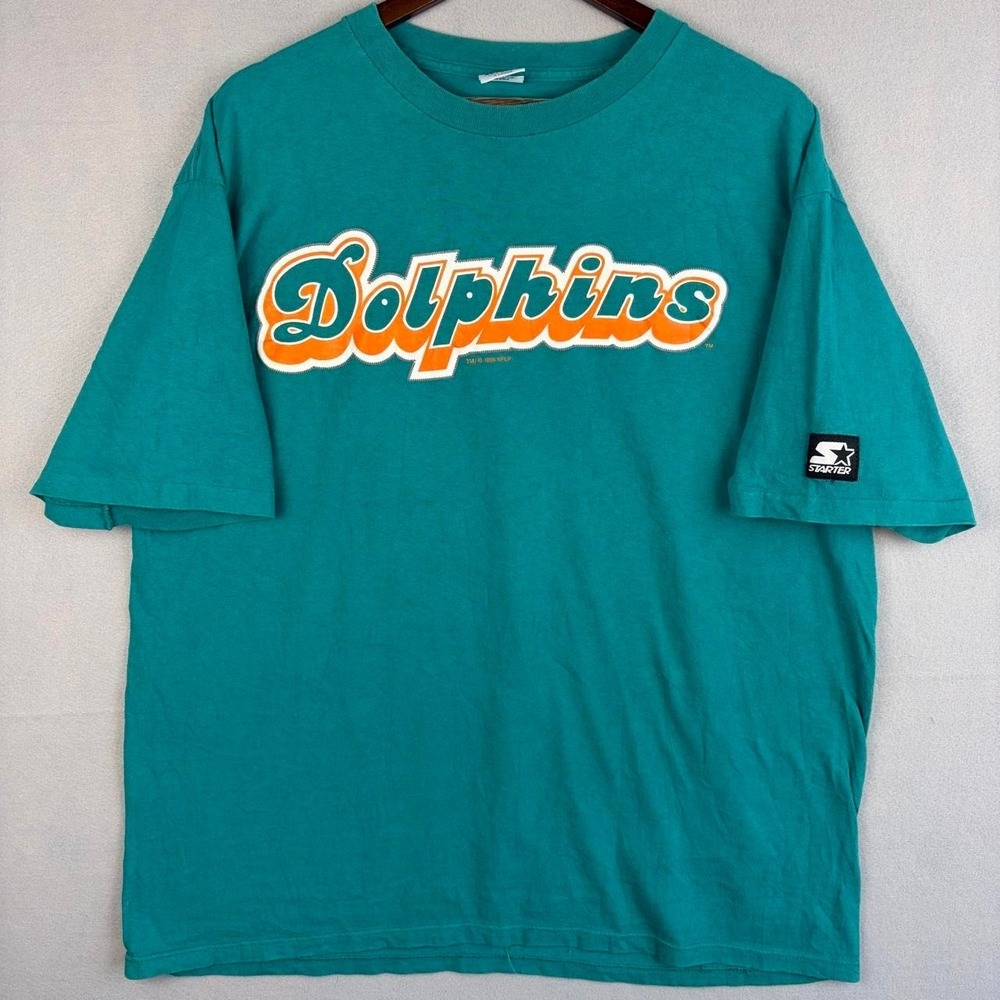 Vintage Miami Dolphins Dan Marino Blue Starter Jersey Style Tee Shirt XL
